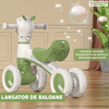 Bicicleta cu 4 Roti fara Pedale Oita Teno1102, structura stabila, cap luminos, functie cu muzica, lansator de baloane incorporat, 56 x 43 x 28 x 30 cm, 1-3 ani, verde