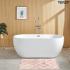 Set 2 Covorase de Baie Teno1019, anti-derapante, material moale, design modern, model floral, 80x50 & 50x40cm, roz