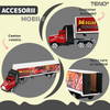 Set Camion Trailer de Jucarie pentru Transport Teno1167, pentru masinute de curse, 8 masinute incluse, semne de circulatie, accesorii mobile, plastic si metal, scara 1:22, negru