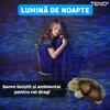 Lampa de Veghe Testoasa Teno1430, proiector de lumini, 8 constelatii, lumina RBG, 2 cantece de adormit copiii, pufoasa si moale, mod inchidere automata, albastru