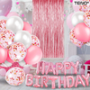 Set 25 Baloane Teno717, Litere, pentru Petreceri/Aniversari/Evenimente, confetti, stelute, model HAPPY BIRTHDAY, rose