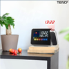 Ceas cu Proiector Multifunctional Teno1499, statie meteo, higrometru, wireless, afisaj digital, proiector rotativ la 180°, predictie vreme 12 ore, 15 x 11 x 2.5 cm, negru