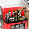 Organizator Multifunctional pentru Bucatarie Teno484,suport sticle, rafturi pentru condimente, cuier pentru ustensile, suport cutite, 46 x 26 x 43 cm, rosu