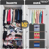 Set 3 Cutii pentru Depozitare si Organizare Mari Teno1035, pliabile, maner ranforsat si fereastra transparenta, pentru haine/paturi/ plapumi/ perne/ lenjerii de pat/jucarii, 105 L, 70x50x30 cm, negru