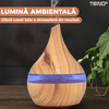 Difuzor Aromaterapie Teno1462, forma conica, lumini ambientale, control tactil, capacitate 200ml, silentios, rezerva inclusa, alimentare USB, umidifica aerul, stejar deschis