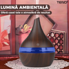 Difuzor Aromaterapie Teno1463, forma conica, lumini ambientale, control tactil, capacitate 200ml, silentios, rezerva inclusa, alimentare USB, umidifica aerul, stejar inchis
