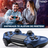 Controller Wireless DoubleShock Teno1194, compatibil cu PS4, joystick-uri analog, vibratie dubla, baterie performanta, albastru
