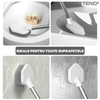 Set 2 Perii pentru Toaleta Teno 1107, perie de silicon, perie zimtata, cap flexibil, suport adeziv pentru montarea pe perete, curata orice tip de suprafata, alb/gri