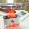 Difuzor Aromaterapie Teno®, efect flacara, 4 culori LED, capacitate 250ml, cristale de sare de himalaya, silentios, umidifica aerul, alb