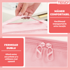 Set 6 Organizatoare Teno1240, pentru calatorie, diferite marimi, bagaj de voiaj, valiza, troler, genti, haine, accesorii, inchidere cu fermoar dublu, plasa, roz