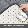 Set 2 Covorase de Baie Teno1015, anti-derapante, material moale, design modern, model floral, 80x50 & 50x40cm, gri