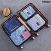 Set 6 Organizatoare Teno671, pentru calatorie, diferite marimi, bagaj de voiaj, valiza, troler, genti, haine, accesorii, inchidere cu fermoar dublu, plasa, albastru inchis