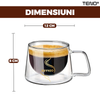 Set 2 Cani de Sticla cu Perete Dublu Teno1003, model COFFEE, design modern, termorezistente, capacitate 200 ml, 12 x 8 cm