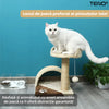 Ansamblu de Joaca pentru Pisici Teno318, 1 nivel, loc de relaxare, franghie si minge de joaca, stalpi pentru zgariat, captuseala extra moale, structura stabila, 42 cm, crem