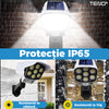 Lampa Solara 77 LED-uri Teno264, tip camera, senzor de miscare, 3 moduri de iluminare, protectie IP65, Waterproof, exterior, telecomanda, alb