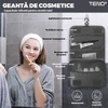 Set 8 Organizatoare Teno673, pentru calatorie, diferite marimi, 3 genti cu plasa, 1 geanta pentru lenjerie, geanta pentru cosmetice, sac pentru hainele murdare, inchidere cu fermoar dublu, plasa, gri