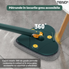 Mop cu Cap in Forma de Inima Teno1156, rotire 360 grade, telescopic, curatare usoara, 3 lavete incluse, 127 cm, verde/galben