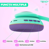 Casti Wireless Model Pisica Teno1666, overear, urechi de pisica cu iluminare RGB, bluetooth 5.0, handsfree, HiFi, bass stereo, menta/mov