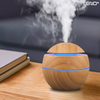 Difuzor Aromaterapie Teno1464, forma de sfera, 7 culori LED, lumini dinamice, control tactil, capacitate 130ml, silentios, rezerva inclusa, umidifica aerul, stejar deschis