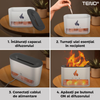 Difuzor Aromaterapie Teno®, efect flacara, 4 culori LED, capacitate 250ml, cristale de sare de himalaya, silentios, umidifica aerul, alb
