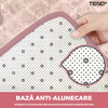 Set 2 Covorase de Baie Teno1019, anti-derapante, material moale, design modern, model floral, 80x50 & 50x40cm, roz