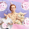 Set 25 Baloane Teno755, Litere, pentru Petreceri/Aniversari/Evenimente, confetti, inimioare, model HAPPY BIRTHDAY, roz