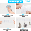 Set 2 Cuiere Autoadezive Teno1555, cu agatatori duble, pentru baie/hol/bucatarie, puternice, ajustabile, usor de montat, waterproof, transparent