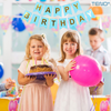 Set 5 Baloane cu Banner Teno1062, Confetti, pentru Petreceri/Aniversari/Evenimente, model HAPPY BIRTHDAY, albastru