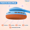 Casti Wireless Model Pisica Teno1667, overear, urechi de pisica cu iluminare RGB, bluetooth 5.0, handsfree, HiFi, bass stereo, albastru/portocaliu