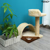 Ansamblu de Joaca pentru Pisici Teno318, 1 nivel, loc de relaxare, franghie si minge de joaca, stalpi pentru zgariat, captuseala extra moale, structura stabila, 42 cm, crem