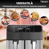 Friteuza Dubla Fara Ulei Air Fryer Teno1658, tehnologie smart sensing, programe smart chef automate, afisaj digital, capacitate 9 L, tehnologie de eliminare a grasimii, functie de pastrare la cald, tensiune alimentare 220-240 V, gri/negru