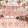 Set 27 Baloane Teno757, Litere, pentru Petreceri/Aniversari/Evenimente, confetti, stelute, inimioare, model HAPPY BIRTHDAY, rose gold
