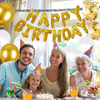 Set 27 Baloane Teno768, Litere, pentru Petreceri/Aniversari/Evenimente, confetti, stelute, inimioare, model HAPPY BIRTHDAY, gold