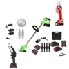 Set de Gradinarit Teno1801, motocoasa, mini fierastrau, foarfeca electrica, 2 acumulatori din litiu inclusi, operare usoara, incarcare imediata, accesorii si genti de depozitare, verde