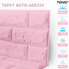 Set Tapet Caramida 3D Teno53, suprafata acoperire 5.3 mp, autoadeziv, waterproof, usor de montat, design modern, 70x77 cm, roz