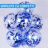 Set 15 Baloane Teno259, Confeti, pentru Petreceri/Aniversari/Evenimente, o singura dimensiune, 3 culori, latex, albastru/alb/transparent