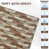 Set Tapet Caramida 3D Teno239, Model Piatra Cubica, suprafata acoperire 5.3 mp, autoadeziv, waterproof, usor de montat, design modern, 70x77 cm, maro deschis