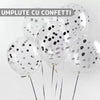 Set 15 Baloane Teno260, Confeti, pentru Petreceri/Aniversari/Evenimente, o singura dimensiune, 3 culori, latex, argintiu/alb/transparent