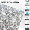 Set Tapet Caramida 3D Teno243, Model Piatra Rotunda, suprafata acoperire 5.3 mp, autoadeziv, waterproof, usor de montat, design modern, 70x77 cm, gri