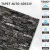 Set Tapet Caramida 3D Teno82, Model Piatra Naturala, suprafata acoperire 5.3 mp,autoadeziv, waterproof, usor de montat, design modern, 70x77 cm, gri inchis