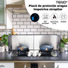 Placa de Protectie Aragaz Anti-Stropi Teno86, panou cu 4 elemente, pliabila, metal, de inalta calitate, usor de curatat, 133x30cm, argintiu