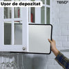 Placa de Protectie Aragaz Anti-Stropi Teno86, panou cu 4 elemente, pliabila, metal, de inalta calitate, usor de curatat, 133x30cm, argintiu