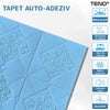 Set Tapet 3D Teno118, suprafata acoperire 4.9 mp, autoadeziv, perete/tavan, model floral, waterproof, usor de montat, design modern, 70x70 cm, albastru