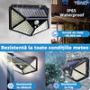 Lampa Solara 100 LED-uri Teno63, senzor de miscare, 3 moduri de iluminare, protectie IP65, Waterproof, exterior, negru