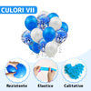 Set 15 Baloane Teno259, Confeti, pentru Petreceri/Aniversari/Evenimente, o singura dimensiune, 3 culori, latex, albastru/alb/transparent