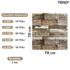 Set Tapet Panou 3D Teno133, Model Lemn, suprafata acoperire 4.9 mp, autoadeziv, waterproof, usor de montat, design modern, 70x70 cm, maro