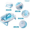 Cadita cu Pernuta pentru Bebelusi Teno42, termometru digital incorporat, pliabila, dop de scurgere, picioare anti-alunecare, design ergonomic, 75 x 45 x 22 cm, albastru