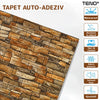 Set Tapet Caramida 3D Teno84, Model Piatra Naturala, suprafata acoperire 5.3 mp, autoadeziv, waterproof, usor de montat, design modern, 70x77 cm, maro