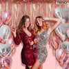 Set 2 Bucati Perdea Decorativa Teno322, din folie rose gold metalizat, pentru petreceri aniversare