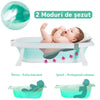 Cadita cu Pernuta pentru Bebelusi Teno291, termometru digital incorporat, pliabila, dop de scurgere, picioare anti-alunecare, design ergonomic, 75 x 45 x 22 cm, verde